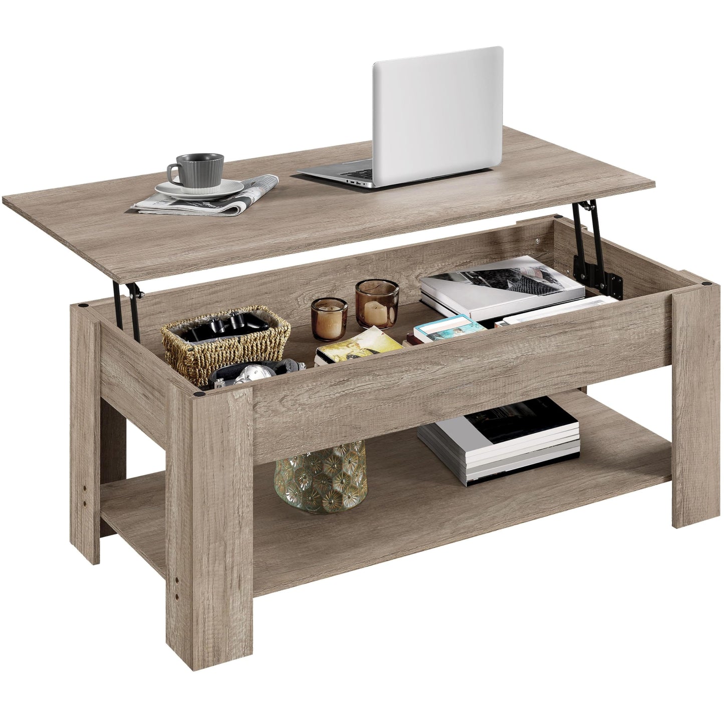 Lift Top Coffee Table with Hidden Storage Compartment for Living Room