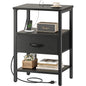 Nightstand with Charging Station and Adjustable Fabric Drawer
