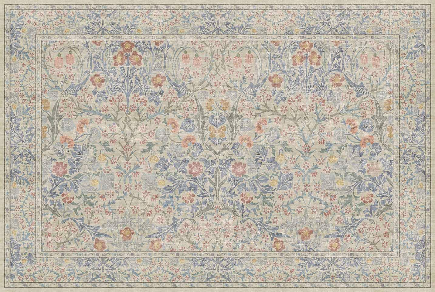 Vintage Washable Area Rug with Non-Slip Low Pile Design for Home Decor