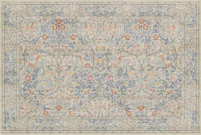 Vintage Washable Area Rug with Non-Slip Low Pile Design for Home Decor