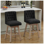 Modern Linen Upholstered Counter Height Bar Stools with Swivel & Wood Legs