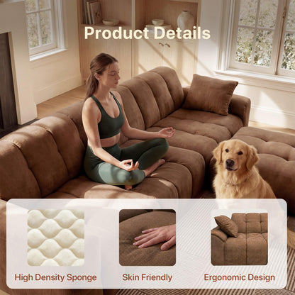 Claiks 118" Modular Boneless Couch, Sectional Couches for Living Room