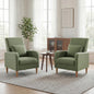Mid Century Modern Upholstered Accent Chair with Wood Legs & Pillow