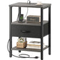 Nightstand with Charging Station and Adjustable Fabric Drawer