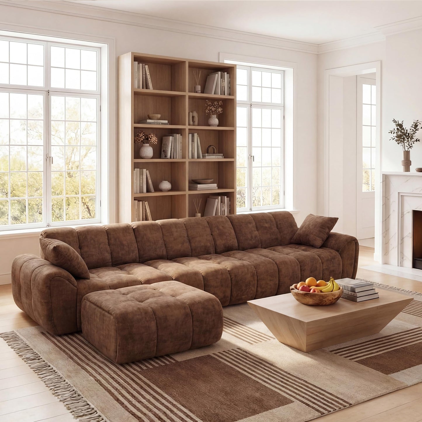 Claiks 118" Modular Boneless Couch, Sectional Couches for Living Room