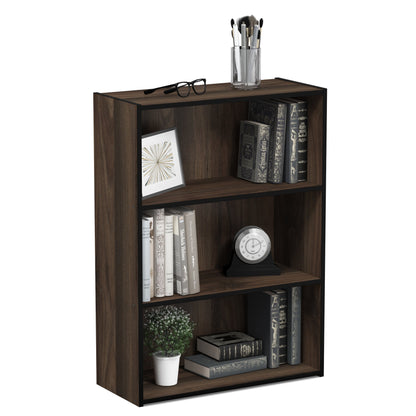 Tiered Wood Bookshelf with Open Storage Shelves for Home & Office
