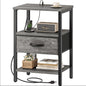 Nightstand with Charging Station and Adjustable Fabric Drawer