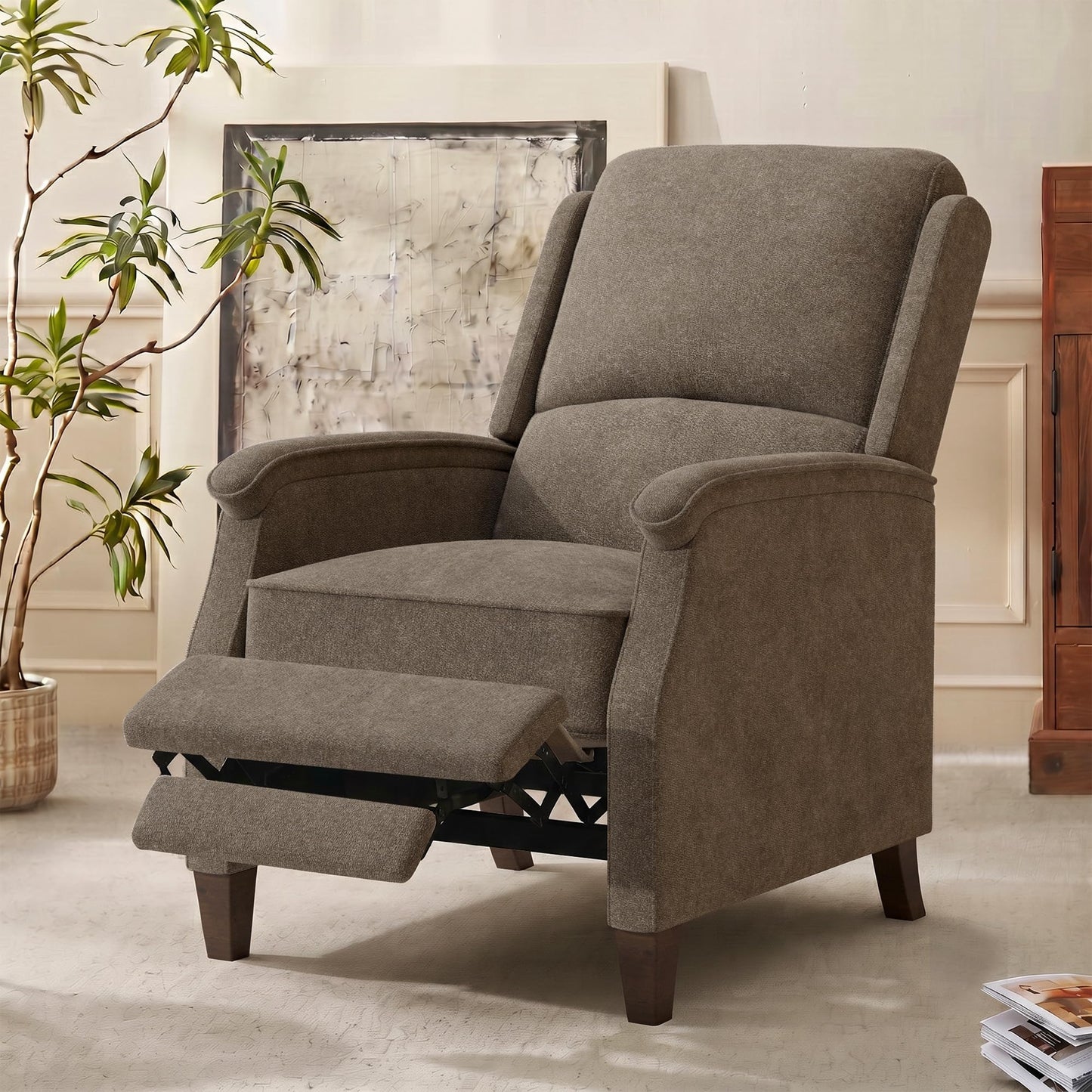 VKNOW Recliner Chair，Fabric Recliner with Adjustable Back