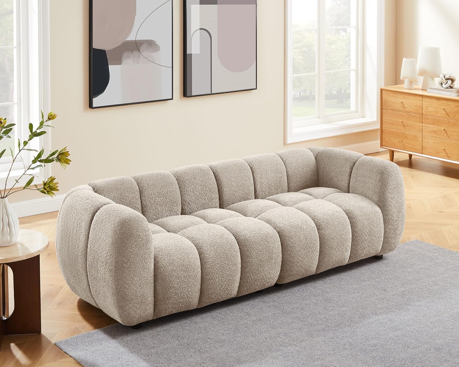 VANOMi 88" Oversized Boucle Sofa, Modern Upholstered
