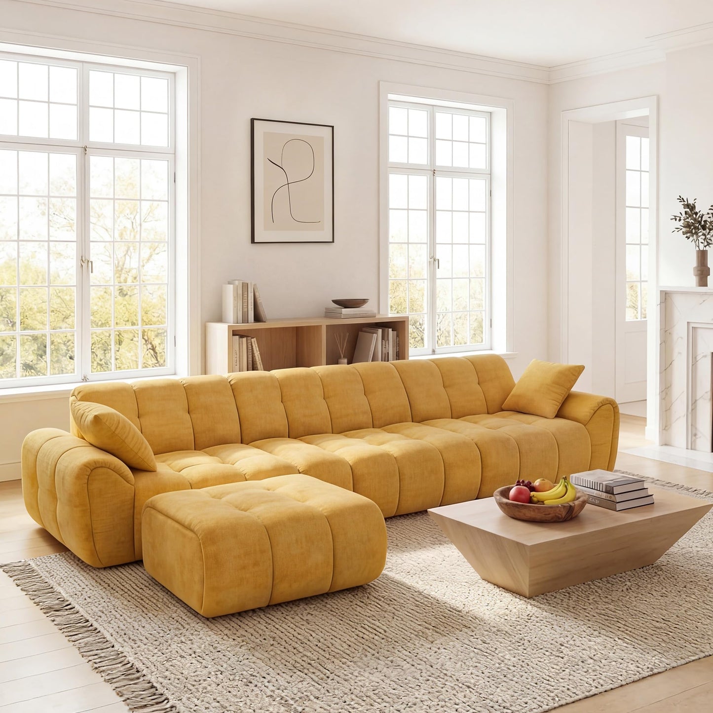 Claiks 118" Modular Boneless Couch, Sectional Couches for Living Room