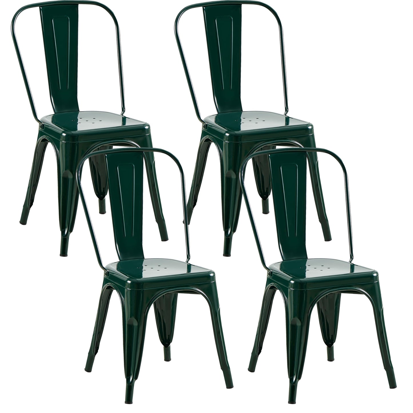 Rivbuio Metal Dining Chairs with Backrest, Stackable, Color, 2 Pack