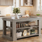 Farmhouse Kitchen Island with Storage Shelves and Large Worktop
