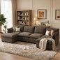 U Shaped Modular Sectional Sofa with Movable Ottoman & Pillows