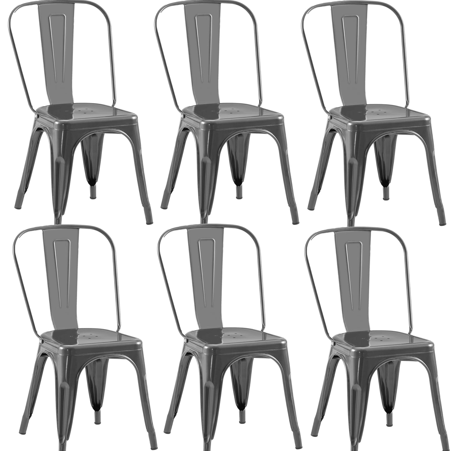 Rivbuio Metal Dining Chairs with Backrest, Stackable, Color, 2 Pack