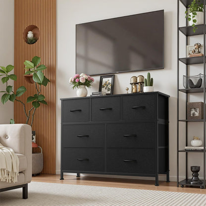 7 Drawer Fabric Dresser with Storage Bins and Steel Frame for Bedroom & Closet