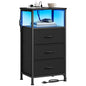 Nightstand with Charging Station and Adjustable LED Lights