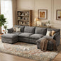 U Shaped Modular Sectional Sofa with Movable Ottoman & Pillows