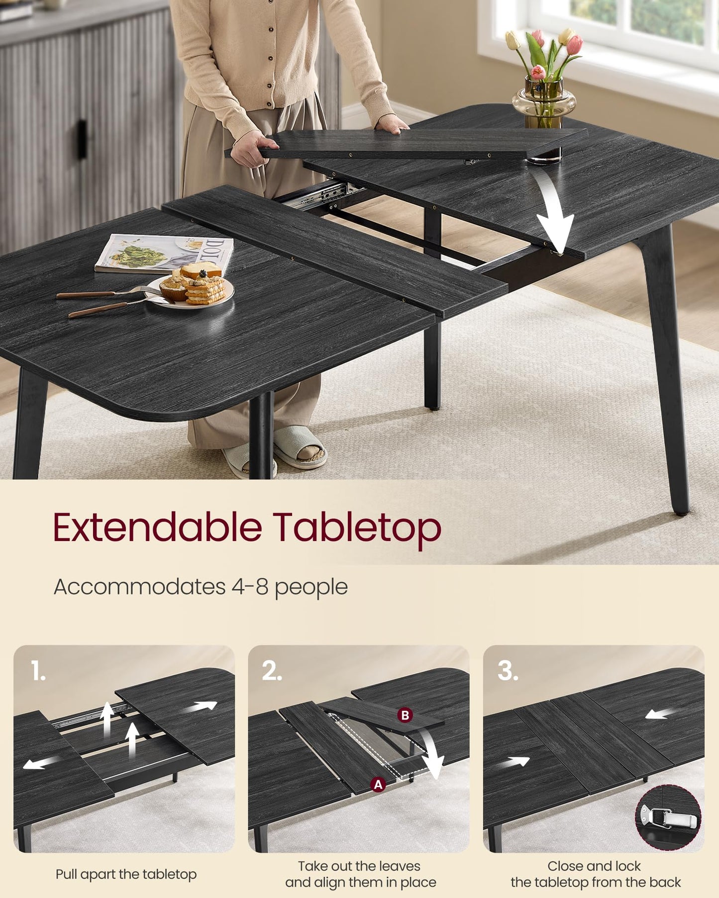 VASAG Dining Table, Kitchen Table, for Living Room, Dining Room