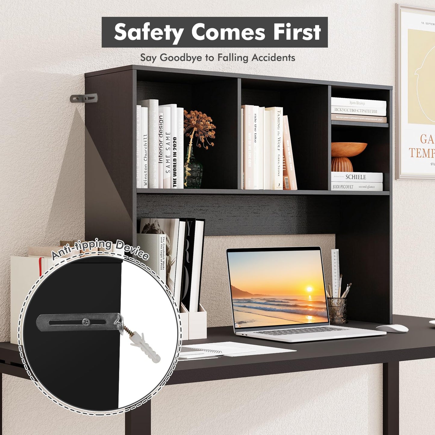 3-Tier Desktop Bookshelf Organizer with Storage Shelves for Office & Dorm