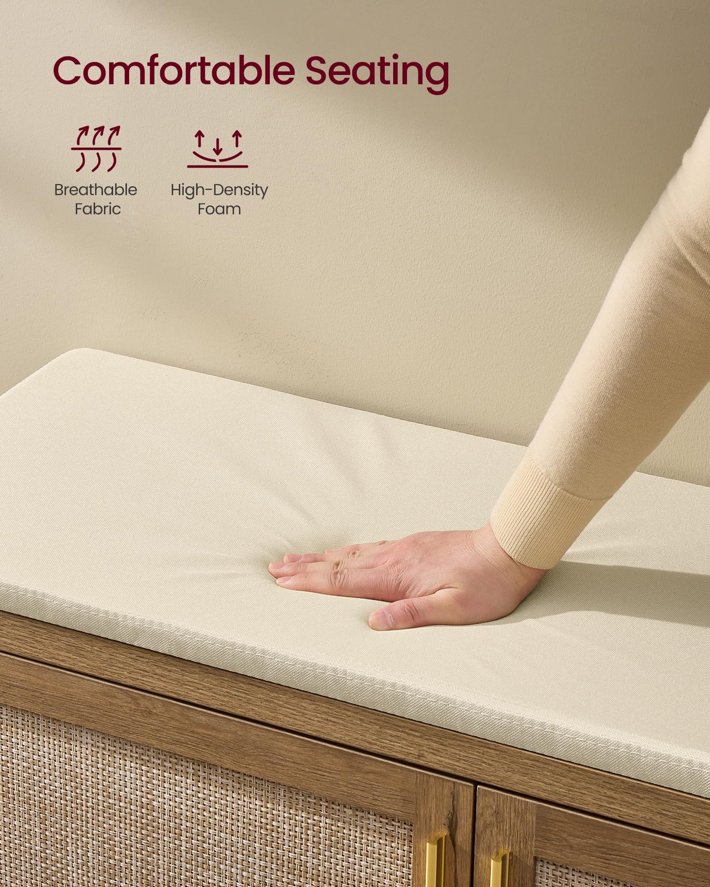 VASAGLE Shoe Bench with Cushion, Entryway Storage Bench