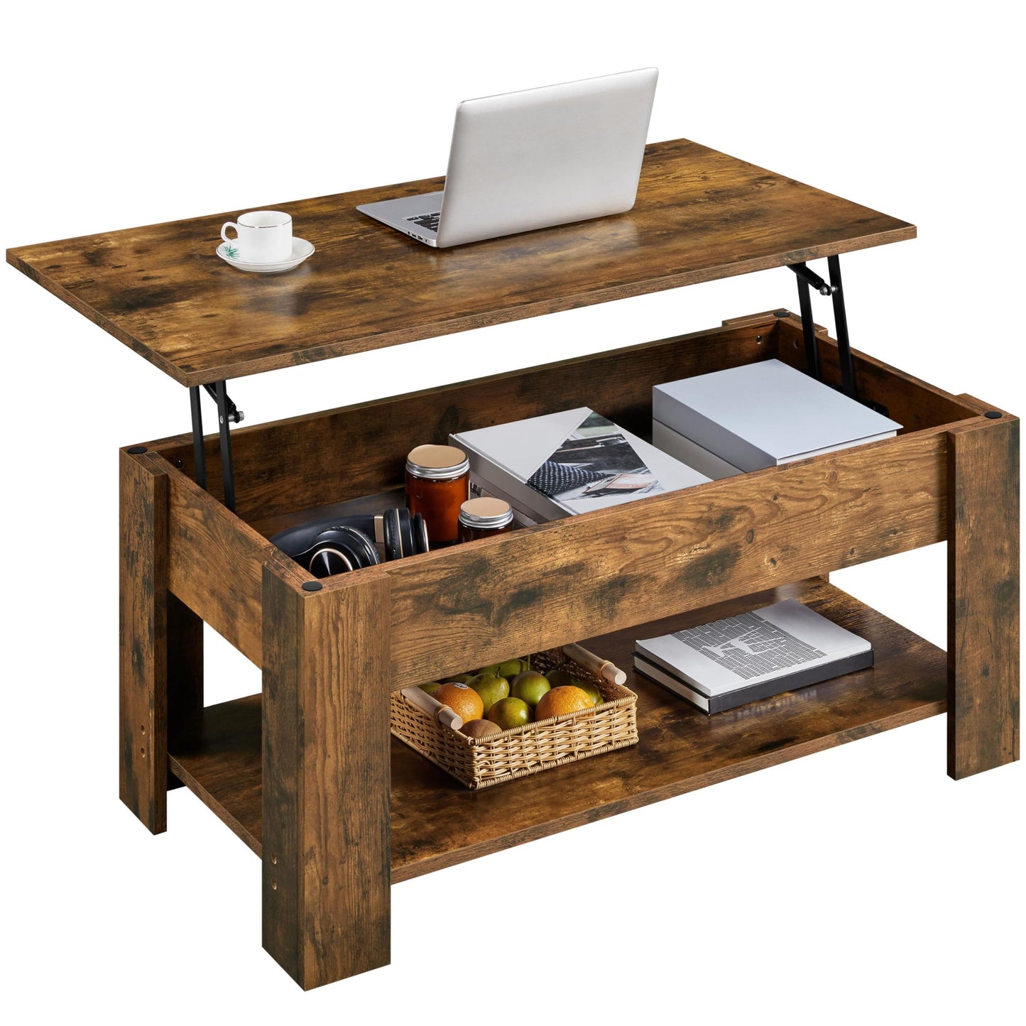 Lift Top Coffee Table with Hidden Storage Compartment for Living Room