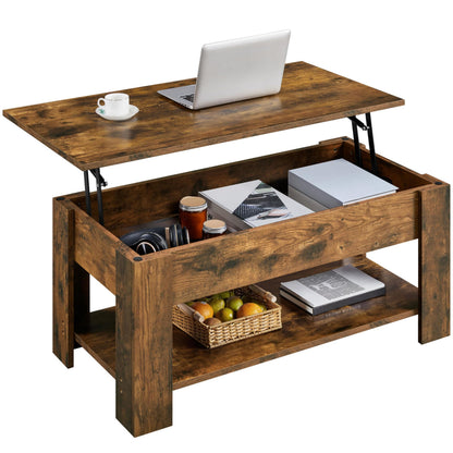 Lift Top Coffee Table with Hidden Storage Compartment for Living Room