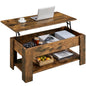 Lift Top Coffee Table with Hidden Storage Compartment for Living Room