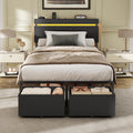 Forestell Bed Frame with Headboard, Platform Bed with 4 Storage Drawers