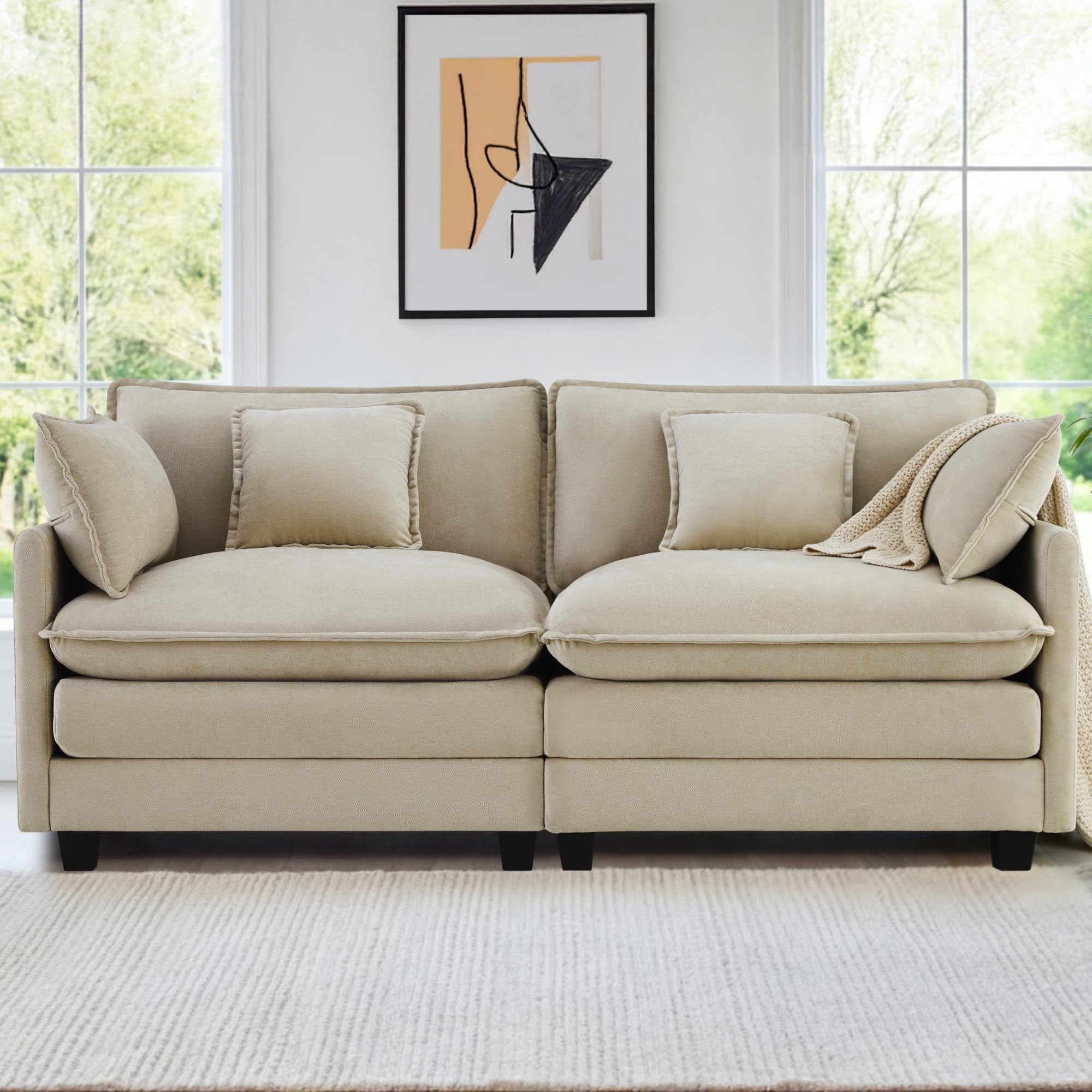 Oversized Modular Sectional Sofa with Storage Console & Ottoman