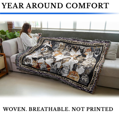 Cotton Cat Tapestry Throw Blanket for Home Decor & Cozy Spaces