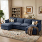 U Shaped Modular Sectional Sofa with Movable Ottoman & Pillows