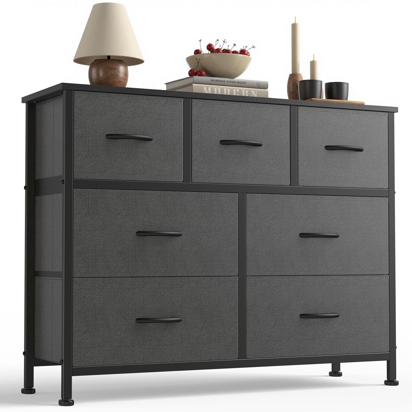 7 Drawer Fabric Dresser with Storage Bins and Steel Frame for Bedroom & Closet