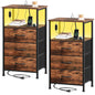 Somdot Nightstands with Charging Station & LED Light