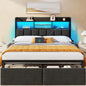 Upholstered Storage Bed Frame with LED Headboard & Charging Station