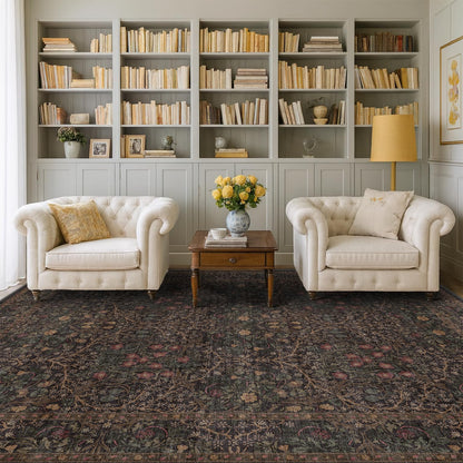 Vintage Washable Area Rug with Non-Slip Low Pile Design for Home Decor