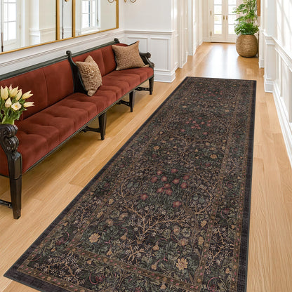 Vintage Washable Area Rug with Non-Slip Low Pile Design for Home Decor
