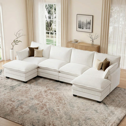Modular U Shaped Sectional Sofa with Movable Ottoman & Pillows