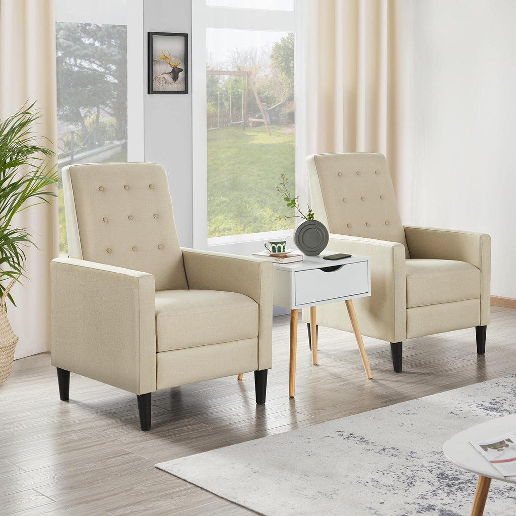 Yaheetech Fabric Recliner Chair Set of 2 Tufted Sofa Chair Beige