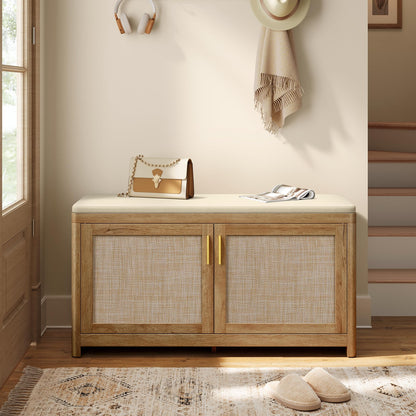 VASAGLE Shoe Bench with Cushion, Entryway Storage Bench