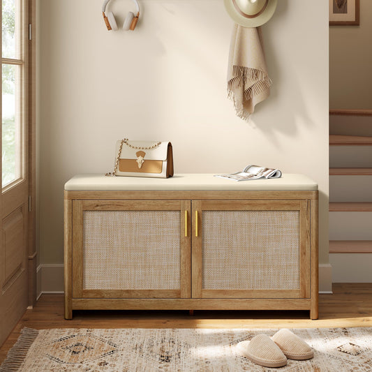 VASAGLE Shoe Bench with Cushion, Entryway Storage Bench