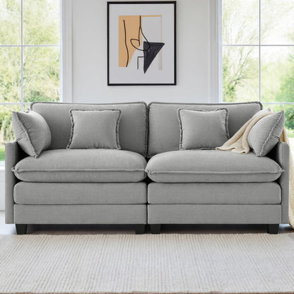 Oversized Modular Sectional Sofa with Storage Console & Ottoman