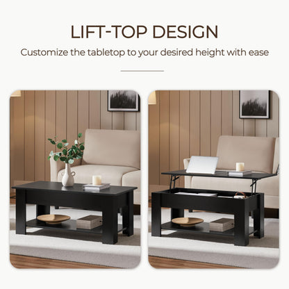 Lift Top Coffee Table with Hidden Storage Compartment for Living Room