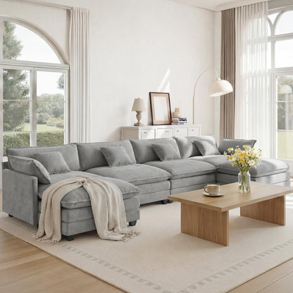Oversized Modular Sectional Sofa with Storage Console & Ottoman