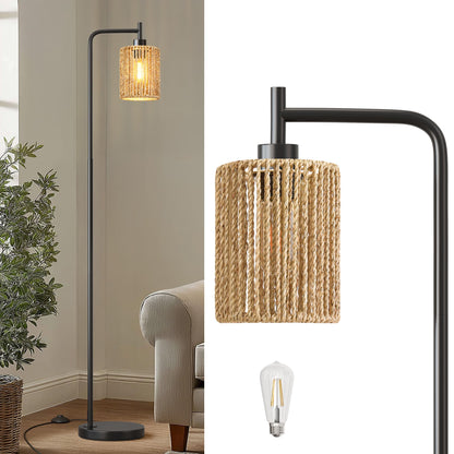 Industrial Boho Tall Floor Lamp for Living Room, Bedroom & Office