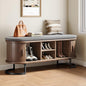 Decofy Storage Bench with Cushion and Sliding Doors