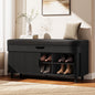Fluted Shoe Storage Bench with Cushion and Adjustable Shelves for Entryway