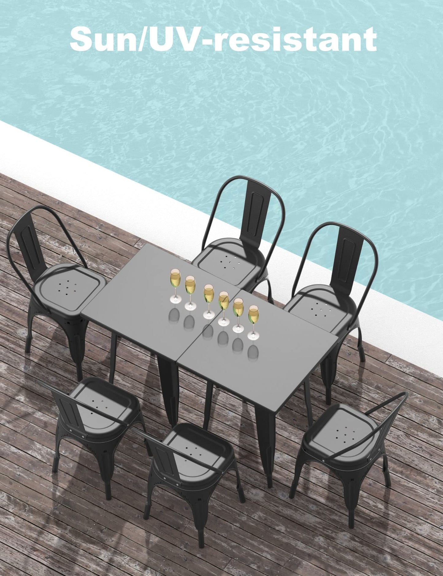 Farmhouse Metal Dining Chair with Stackable Indoor & Outdoor Design