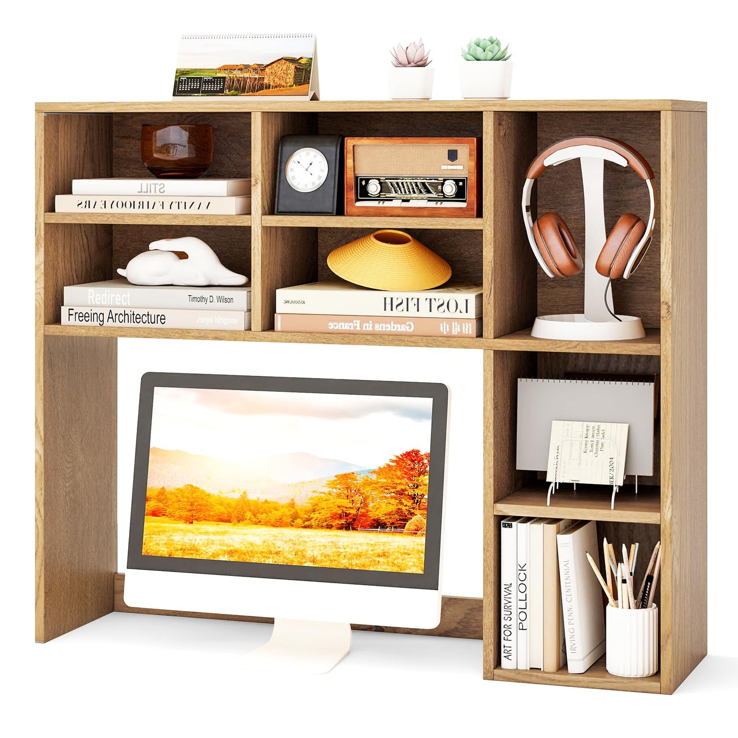 3-Tier Desktop Bookshelf Organizer with Storage Shelves for Office & Dorm