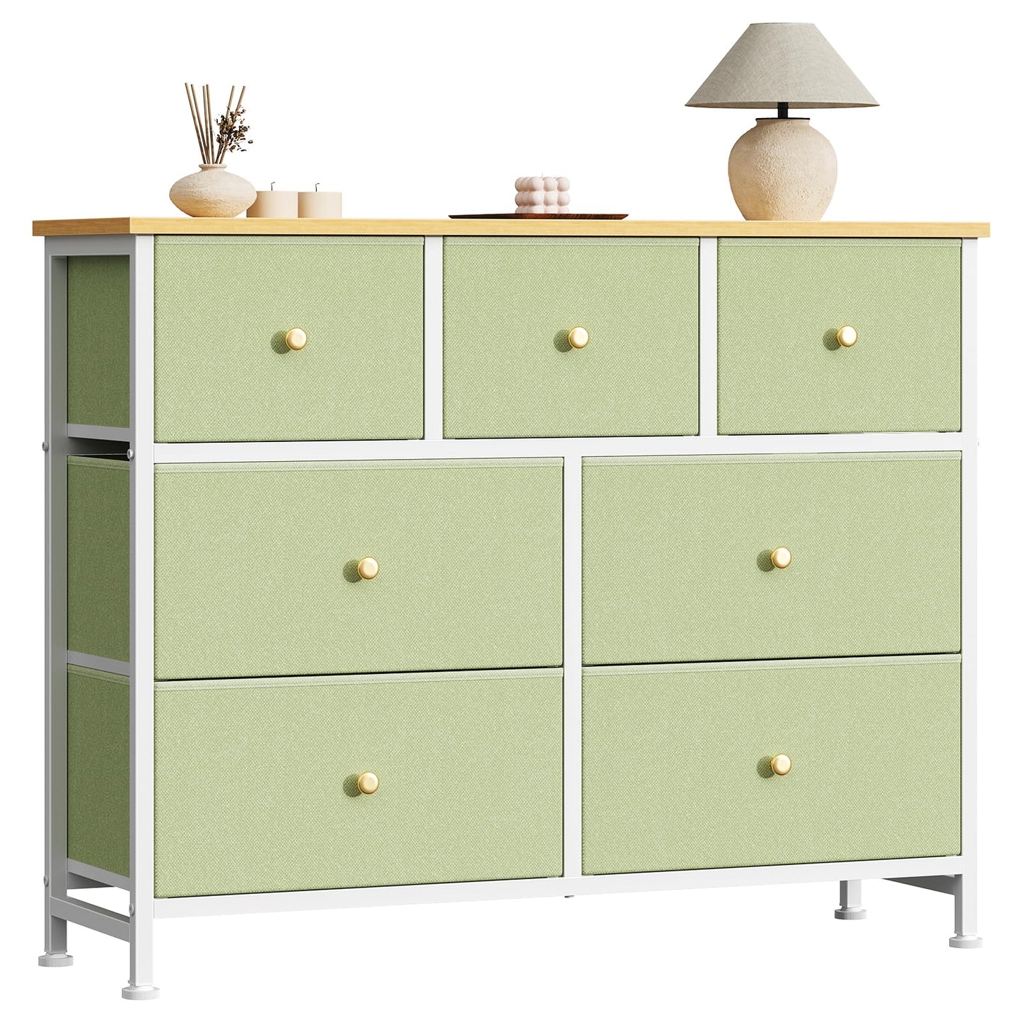 7 Drawer Fabric Dresser with Storage Bins and Steel Frame for Bedroom & Closet
