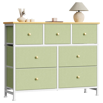 7 Drawer Fabric Dresser with Storage Bins and Steel Frame for Bedroom & Closet